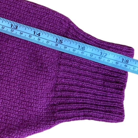 Vintage Fuchsia Oversized Wool Varsity Crop Sleeve Cardigan Sweater - Picture 7 of 8